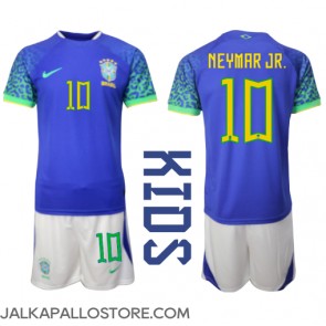 Brasilia Neymar Jr #10 Vieraspaita Lapsille MM-kisat 2022 Lyhythihainen (+ shortsit)